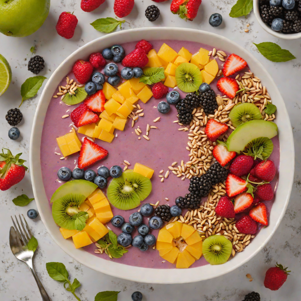 Tropical Açaí Berry Smoothie Bowl with Fresh Fruit