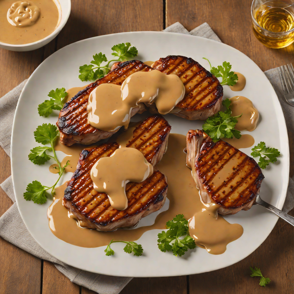 Smoked Bourbon-Glazed Pork Chops with Maple Mustard Sauce