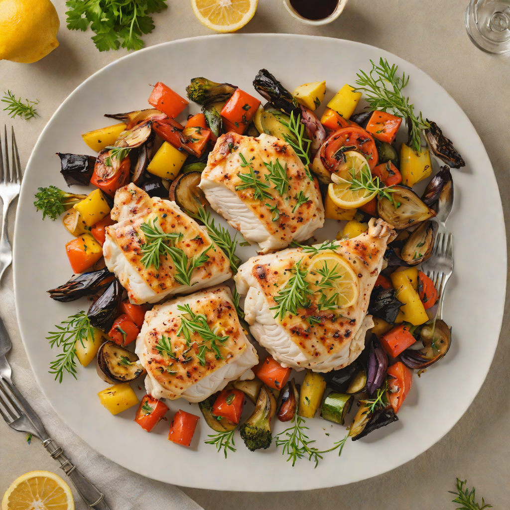 Pan-Seared Lemon-Thyme Chicken with Roasted Veggies