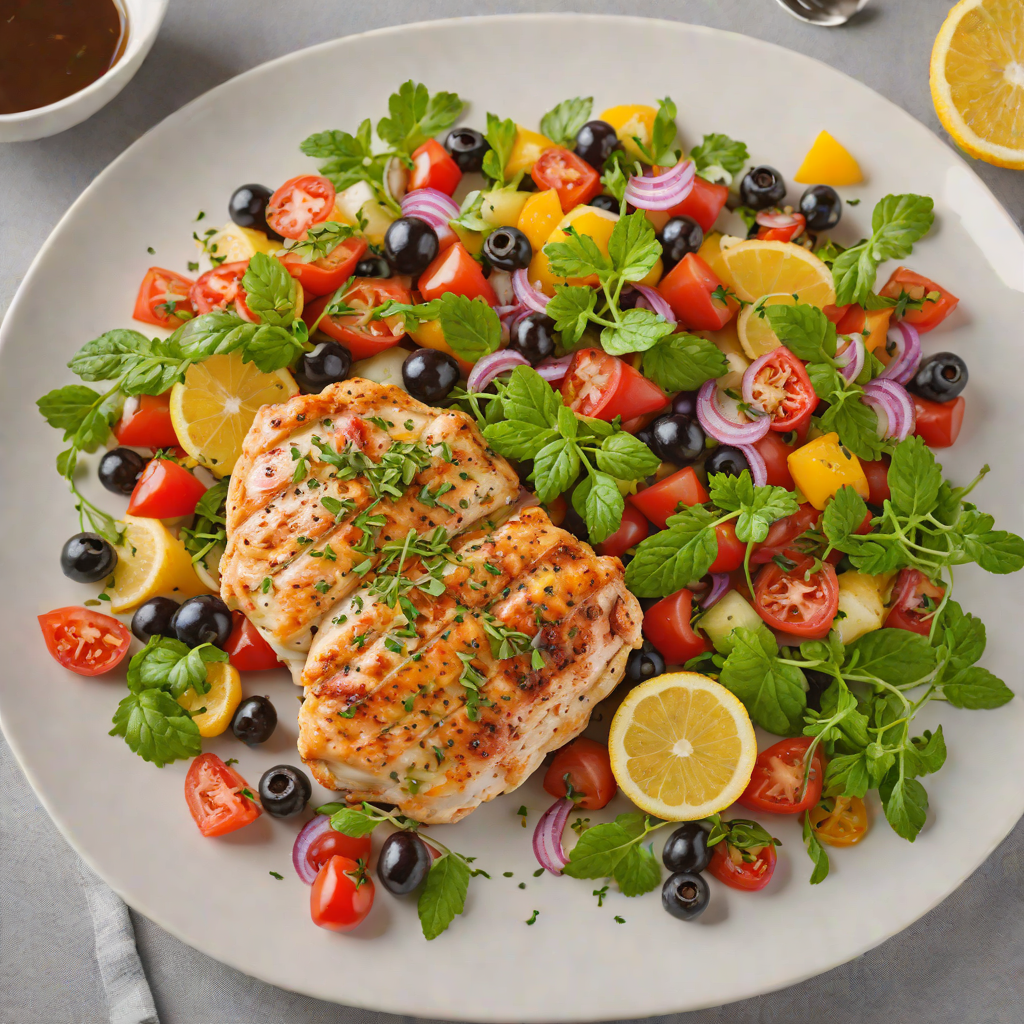 Lemon-Oregano Chicken with Olive and Tomato Salad