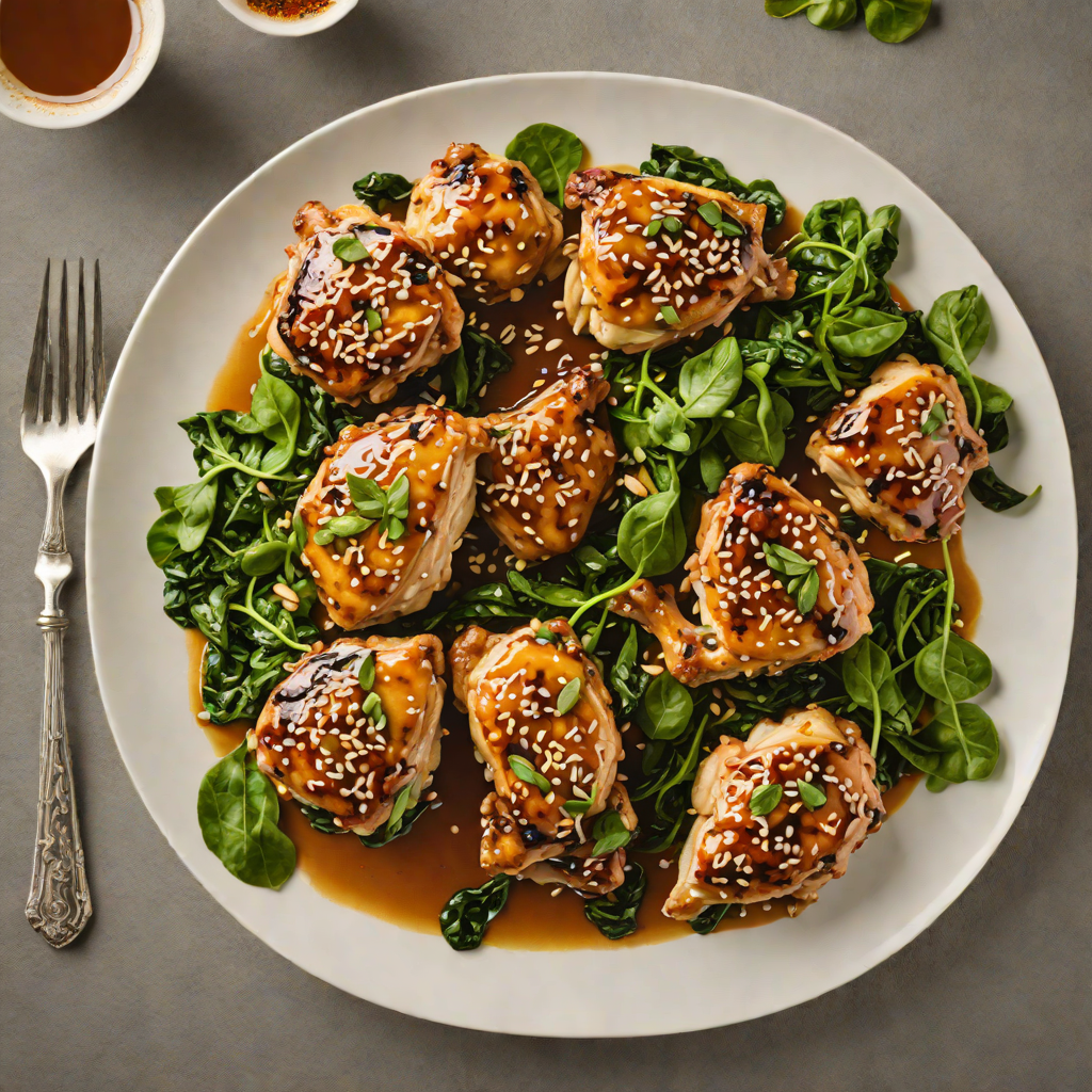 Honey-Garlic Glazed Chicken Thighs with Sesame Spinach