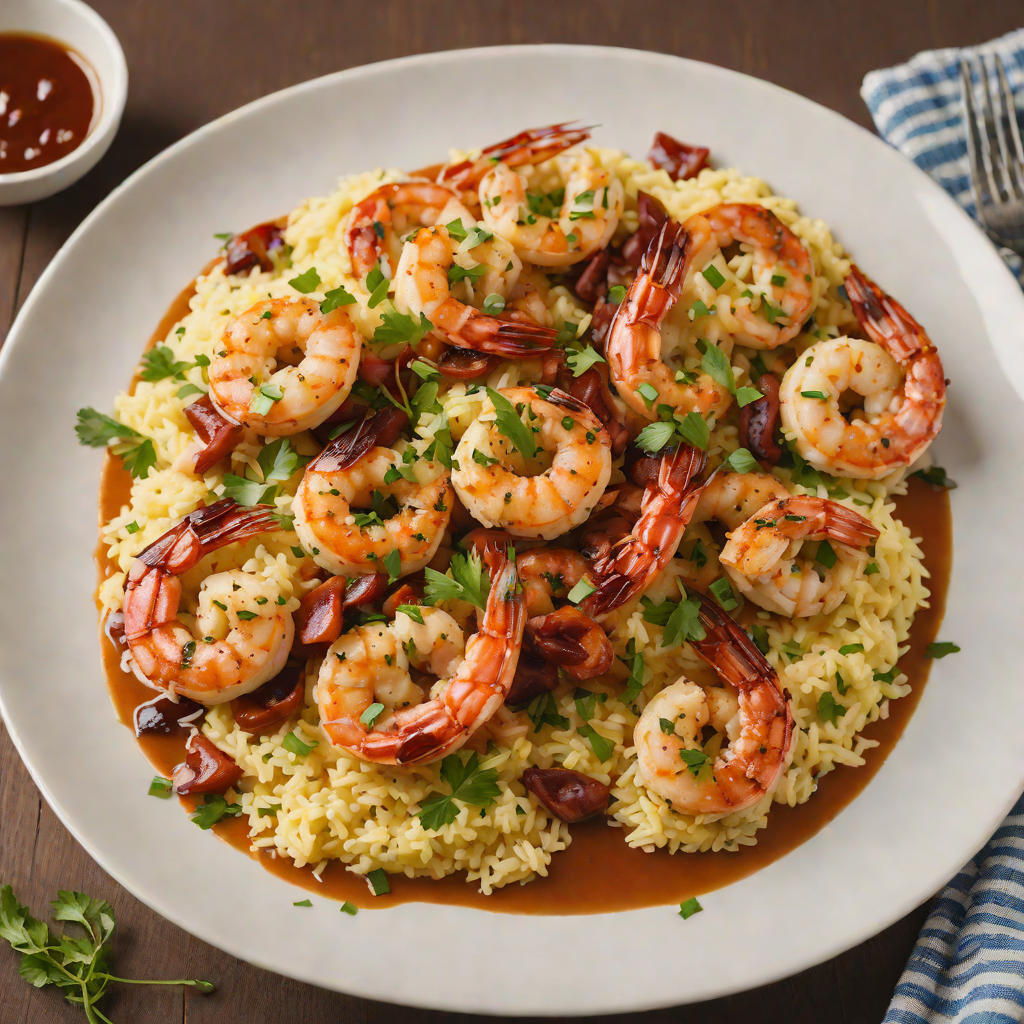 Grilled Shrimp and Grits with Smoky Andouille Sauce