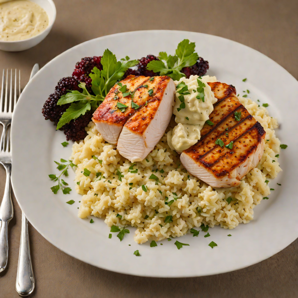 Pan-Seared Chicken Breast with Roasted Garlic Cauliflower Mash