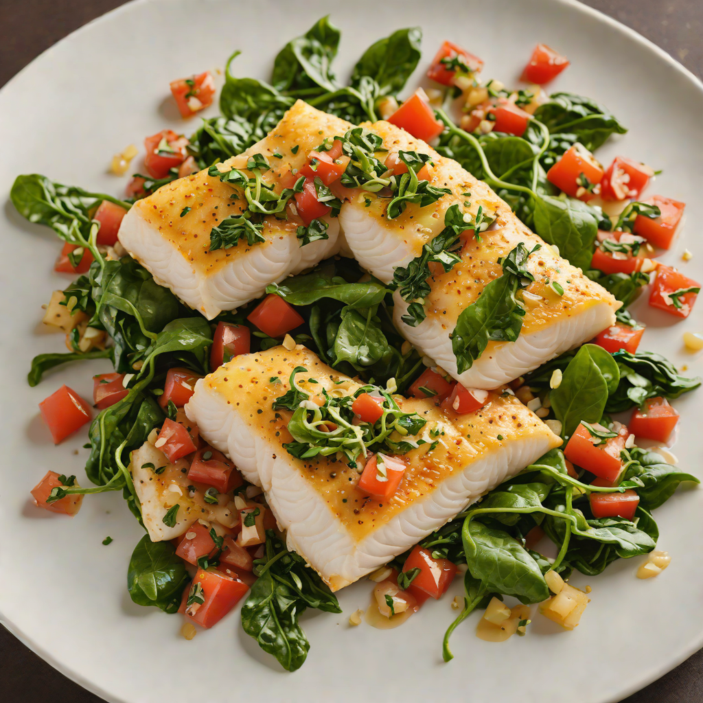 Baked Cod with Tomato-Caper Salsa and Garlic Spinach