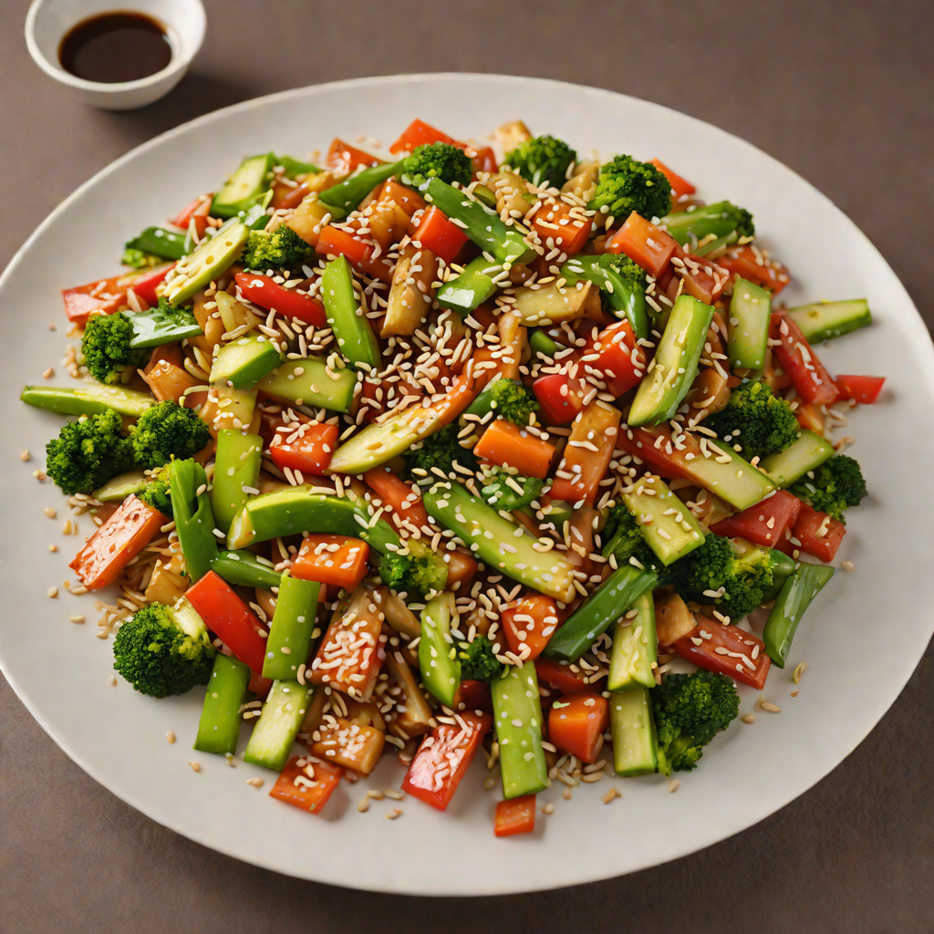 Vegetable Stir-Fry with Garlic-Soy Glaze and Sesame Seeds