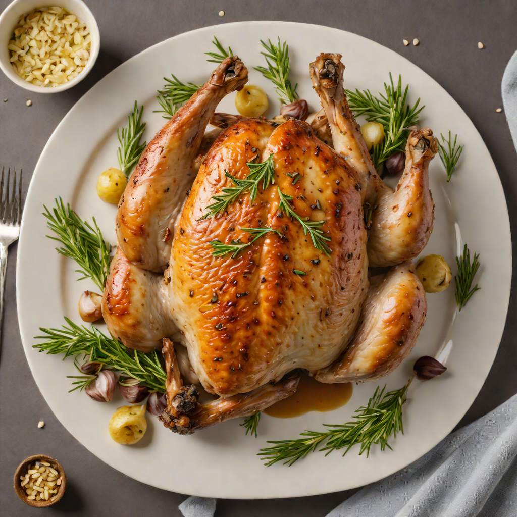 Roasted Peafowl-Style Game Hen with Rosemary and Garlic