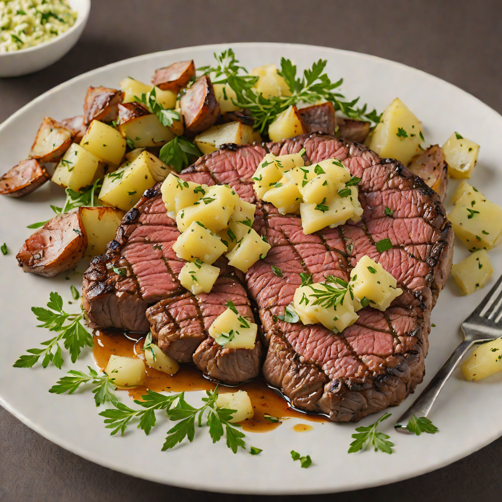 Pan-Seared Steak with Garlic Butter and Herb Smashed Potatoes