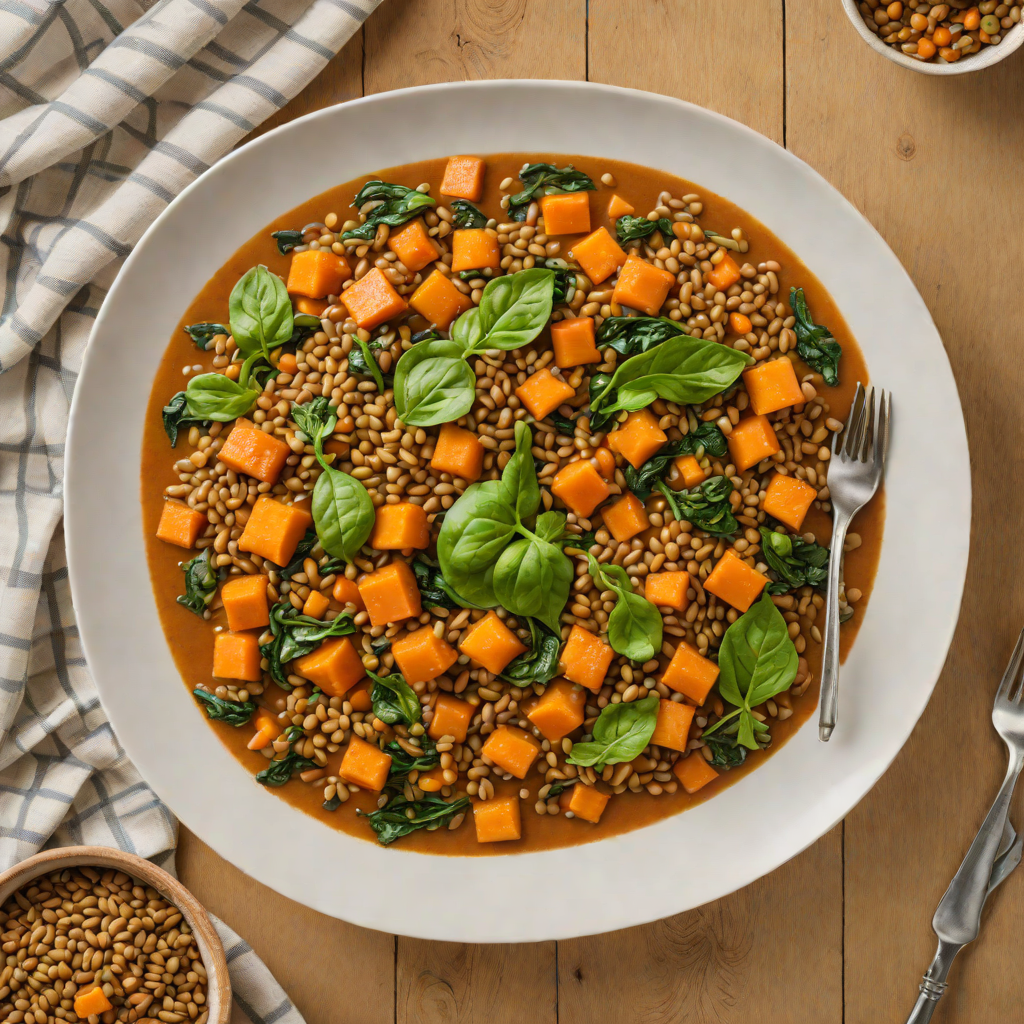 Simmered Kenyan Lentil Stew with Sweet Potatoes and Spinach