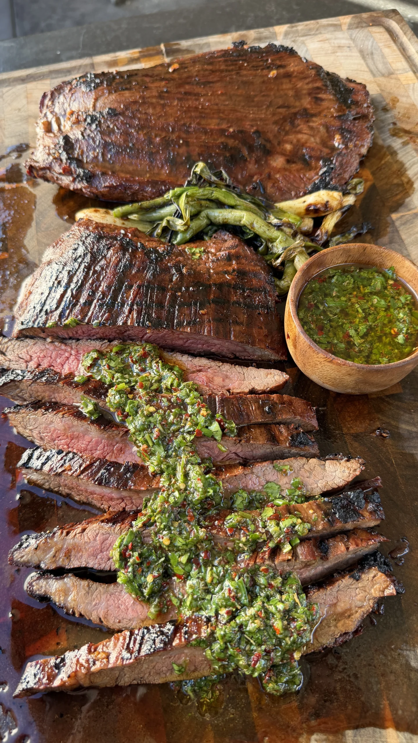 Grilled Mustard-Marinated Flank Steak with Chimichurri Sauce