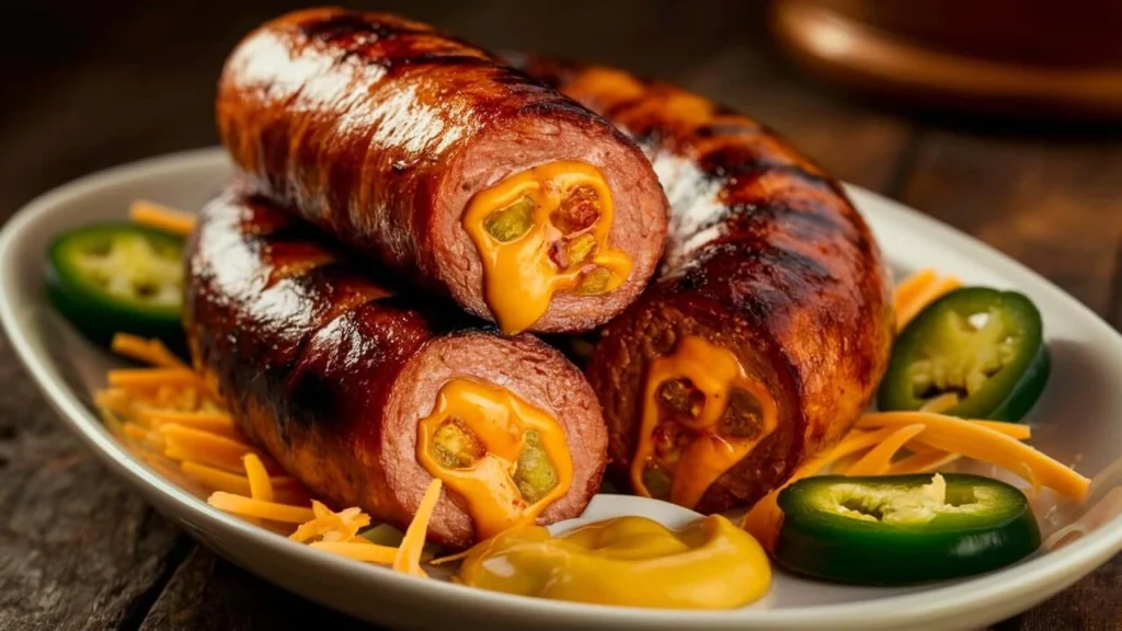 Grilled Beef Sausage with Jalapeño-Cheddar Cornbread
