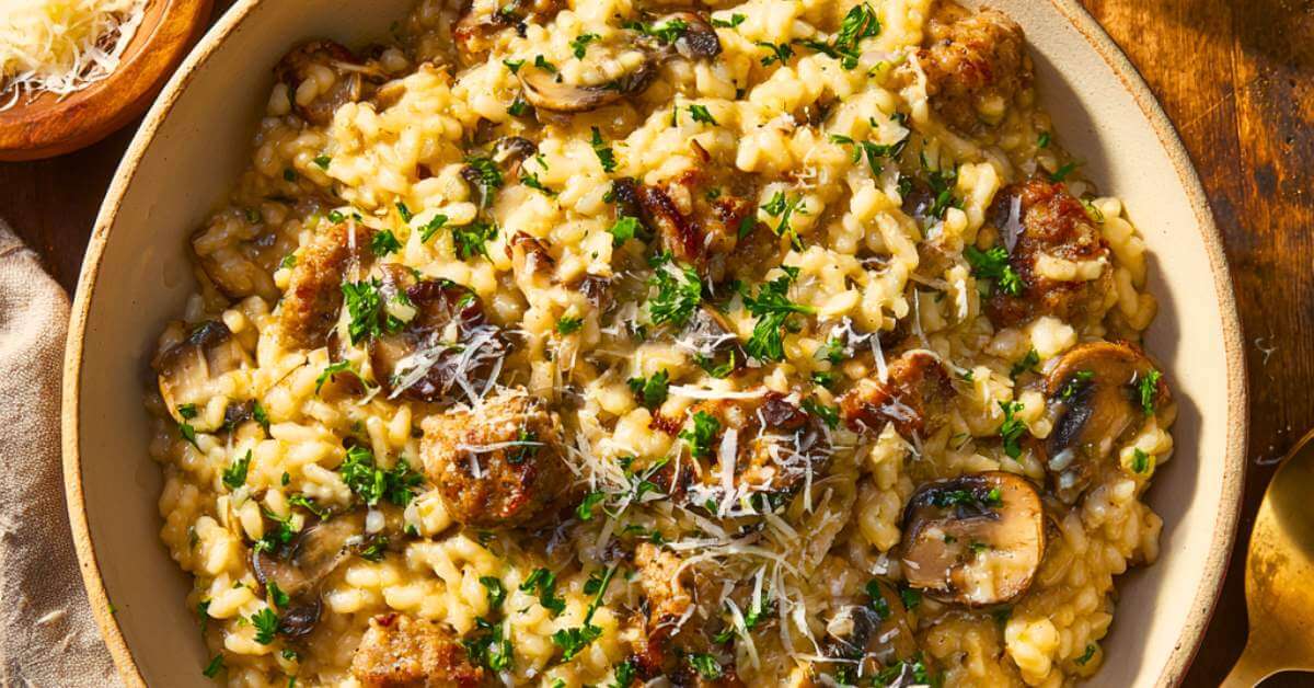 Wild Mushroom and Deer Sausage Risotto