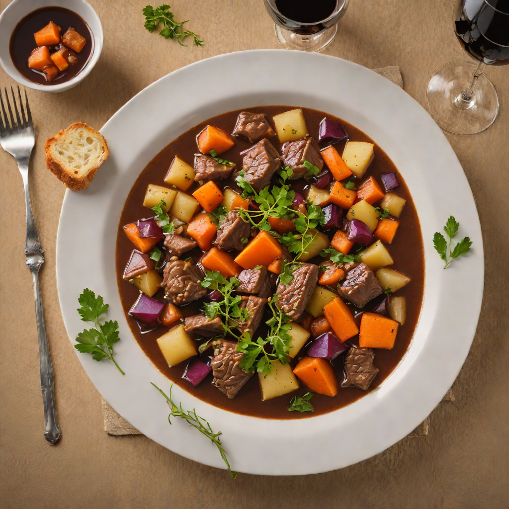 Slow-Braised Deer Stew with Root Vegetables and Red Wine