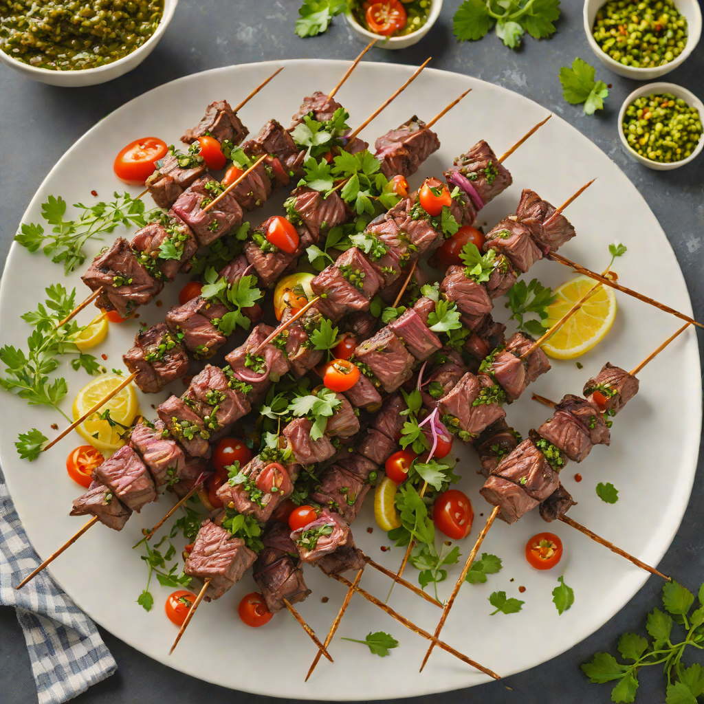 Herb-Marinated Grilled Venison Skewers with Spicy Chimichurri