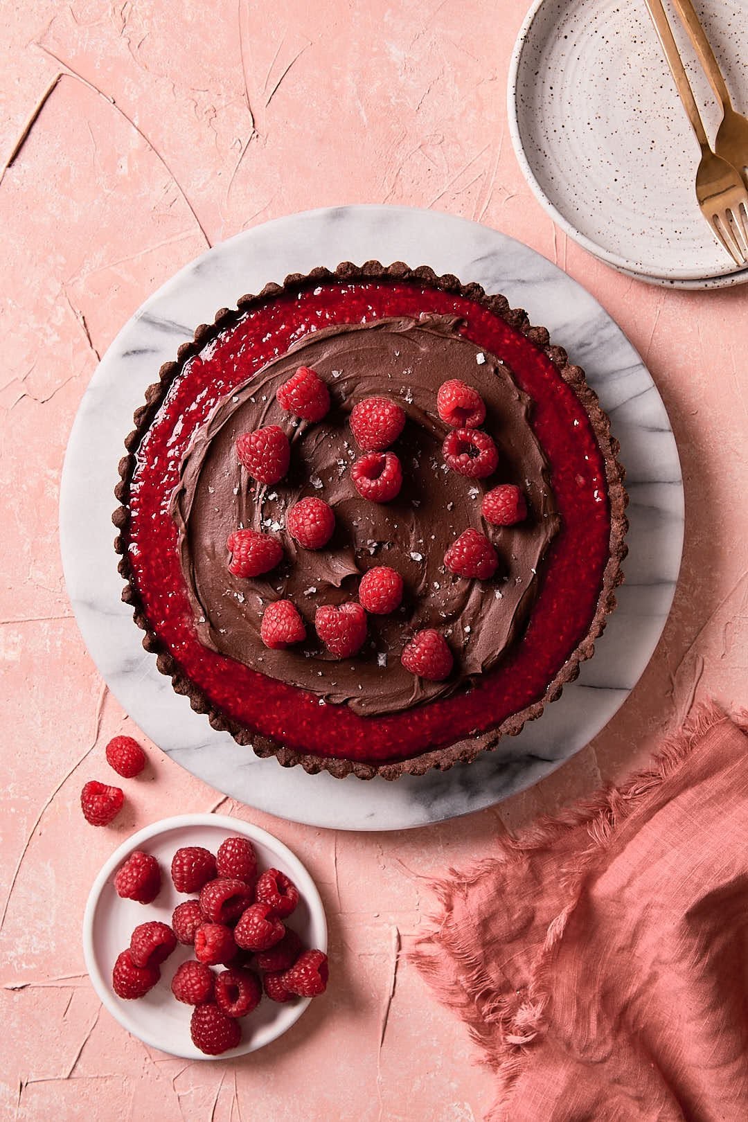Sablon-Style Chocolate Tart with Raspberry Coulis