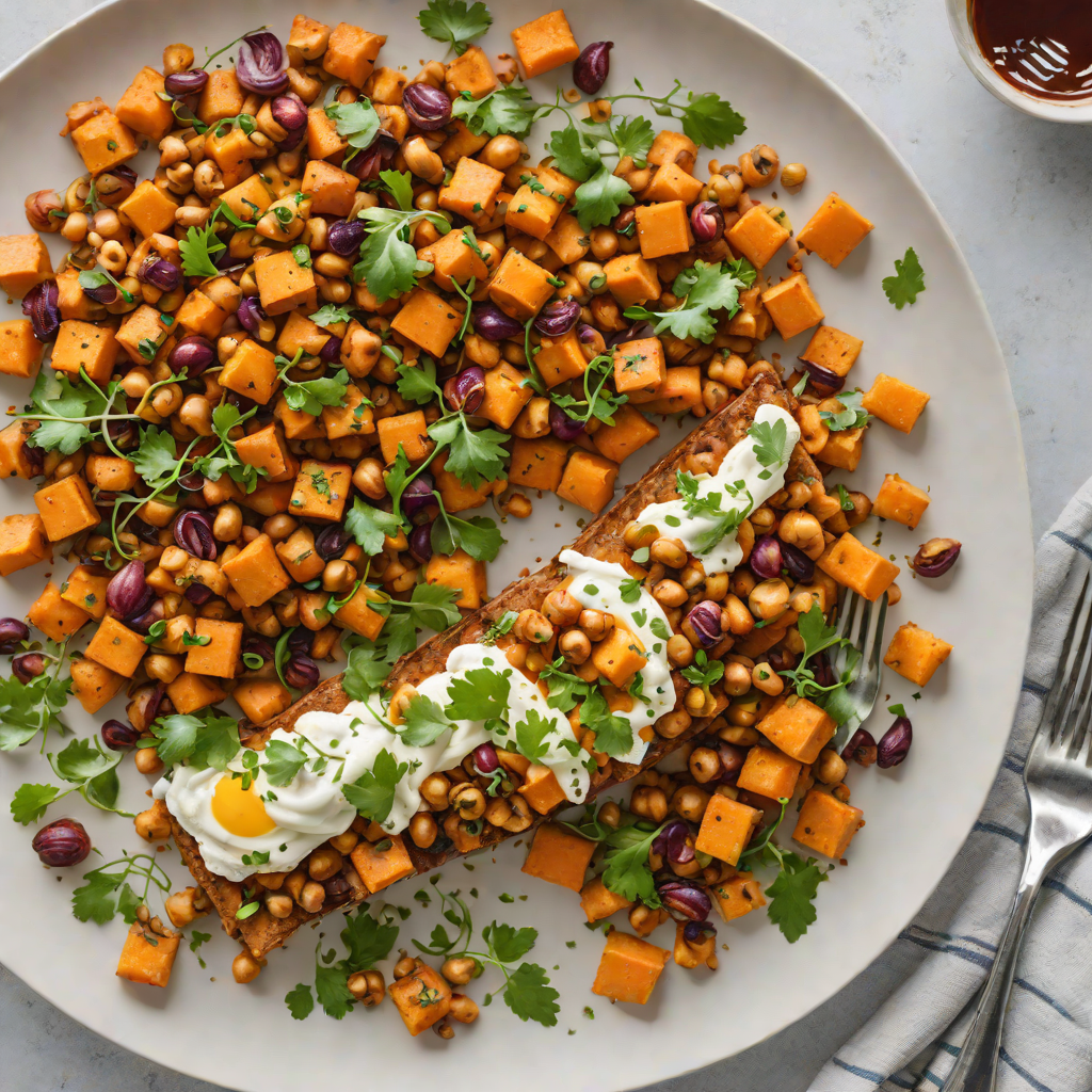 Sheet Pan Harissa-Spiced Chickpea and Sweet Potato Roast
