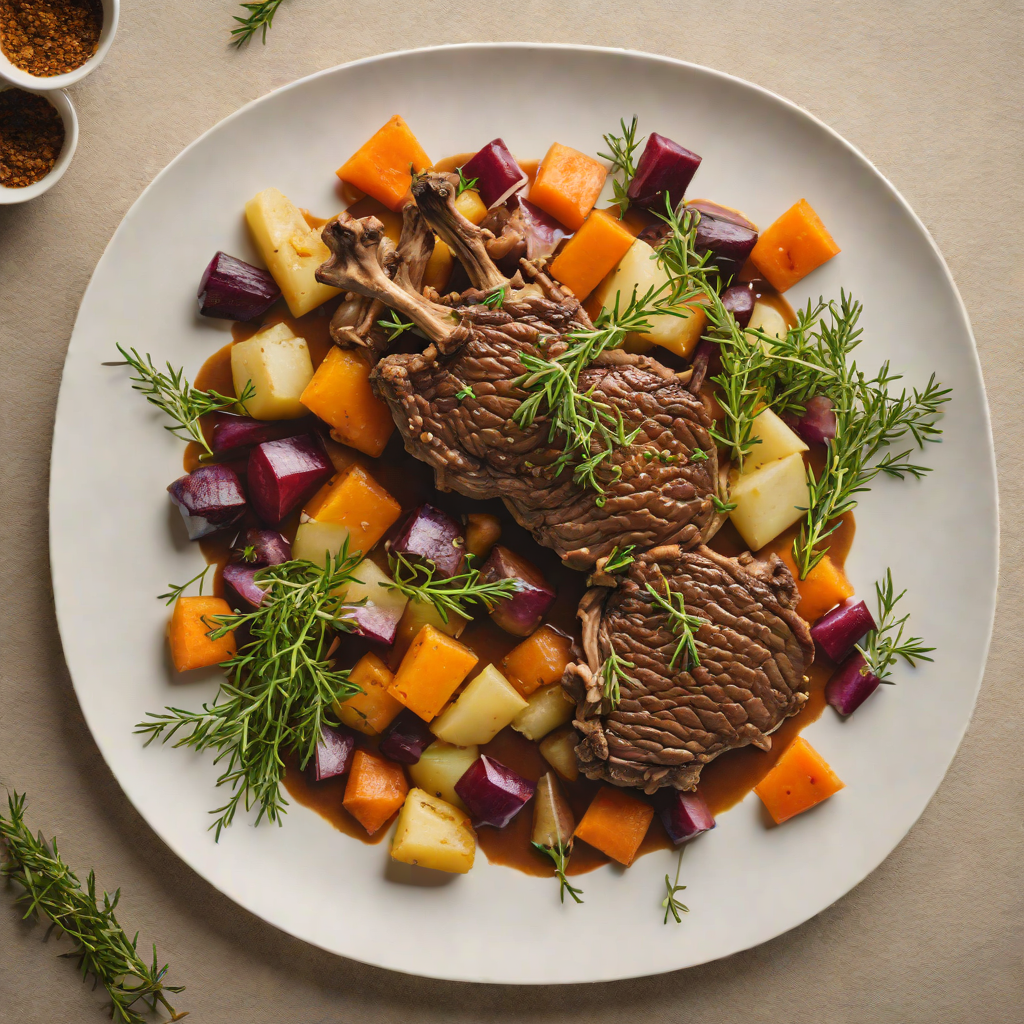 Braised Deer Shoulder with Root Vegetables and Thyme
