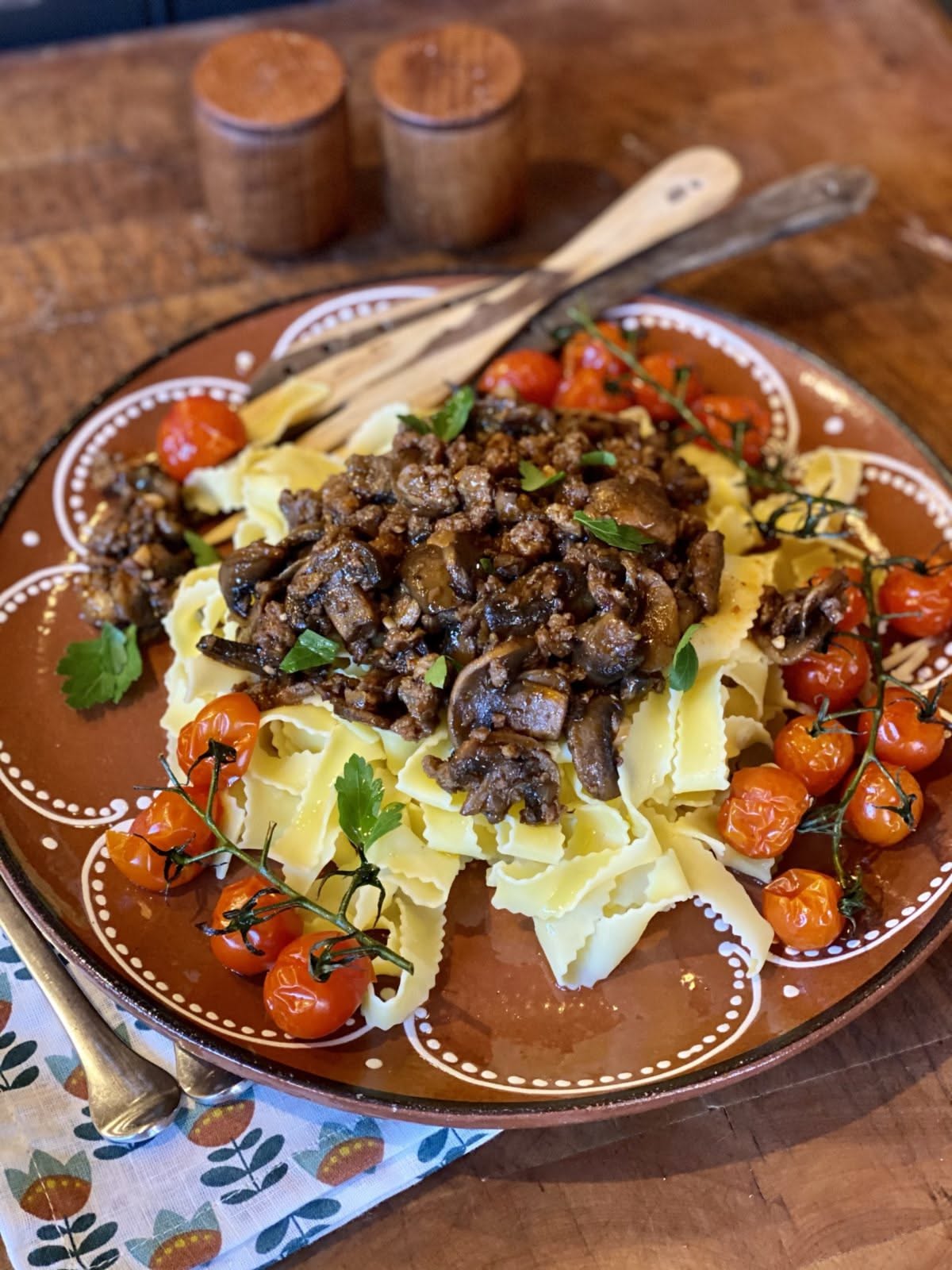Sautéed Wild Mushroom and Deer Sausage Ragout with Thyme