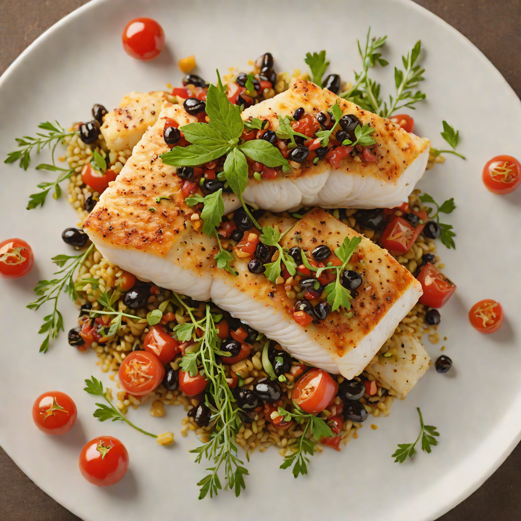 Grilled Cod with Tomato-Olive Tapenade