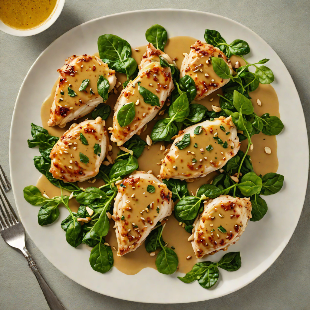 Sautéed Chicken with Honey-Mustard Glaze and Garlic Spinach