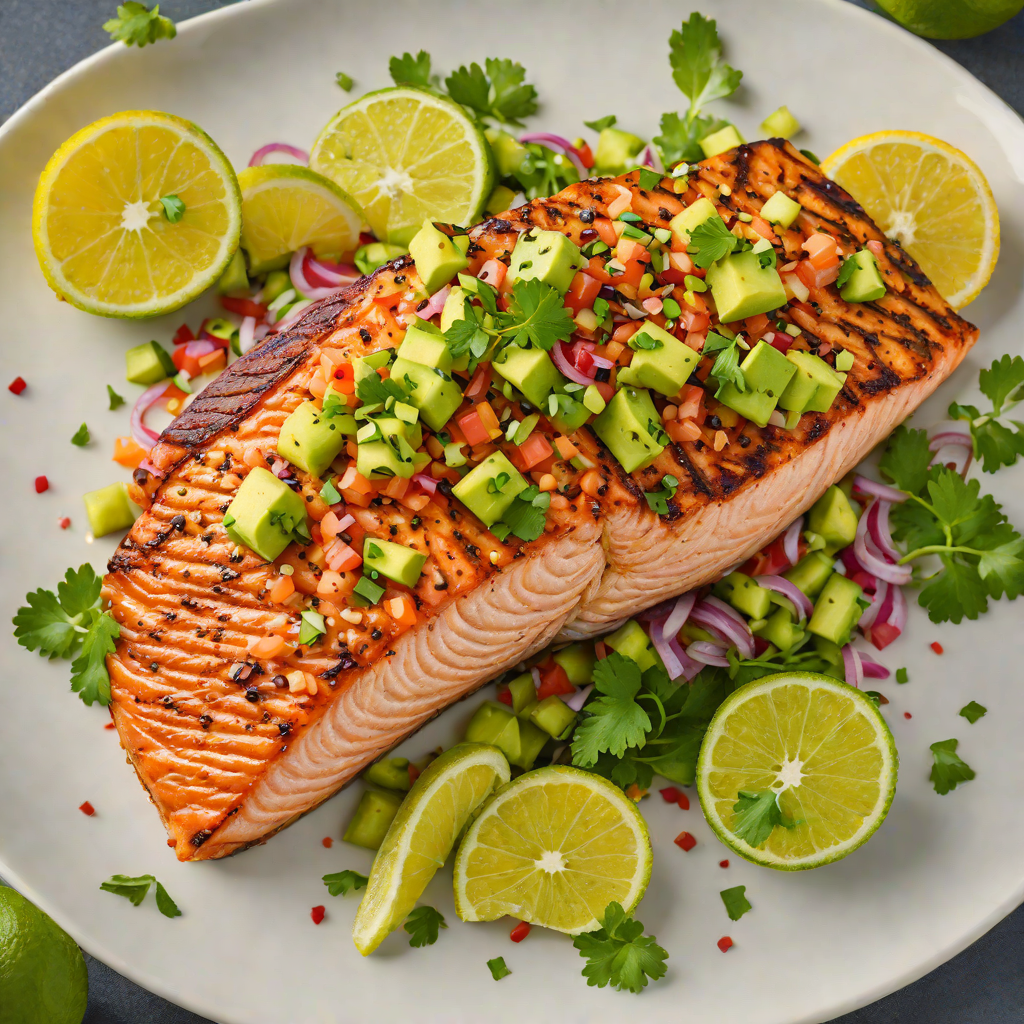 Grilled Citrus-Marinated Rio Grande Salmon with Avocado Salsa