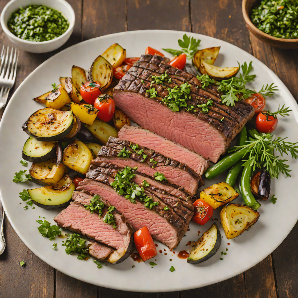 Chimichurri-Marinated Flank Steak with Grilled Vegetables
