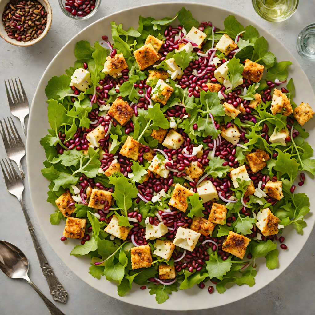 Roasted Cauliflower Fattoush with Sumac and Pomegranate Seeds