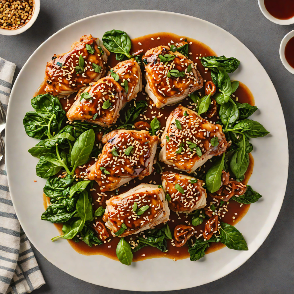 Pan-Seared Gochujang Chicken Thighs with Sesame Spinach