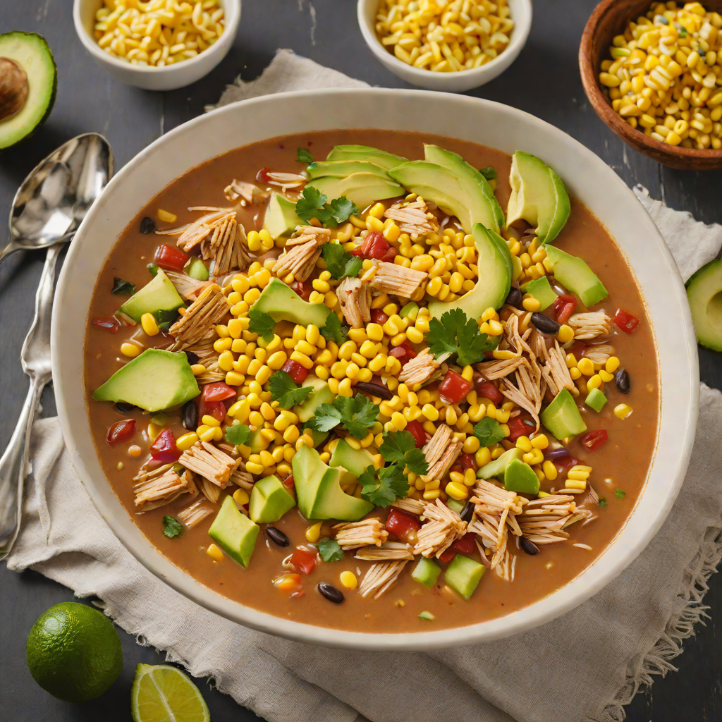 Pharr-Style Chicken Tortilla Soup with Roasted Corn and Avocado