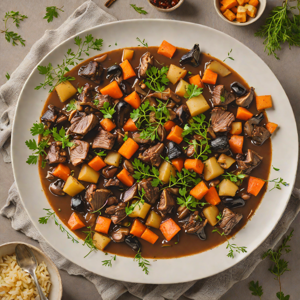 Wild Mushroom and Venison Stew with Root Vegetables