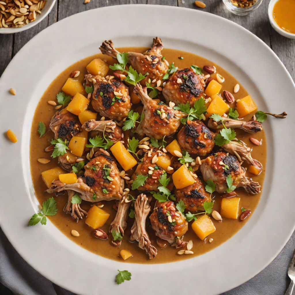 Spiced Game Bird Tagine with Apricots and Almonds