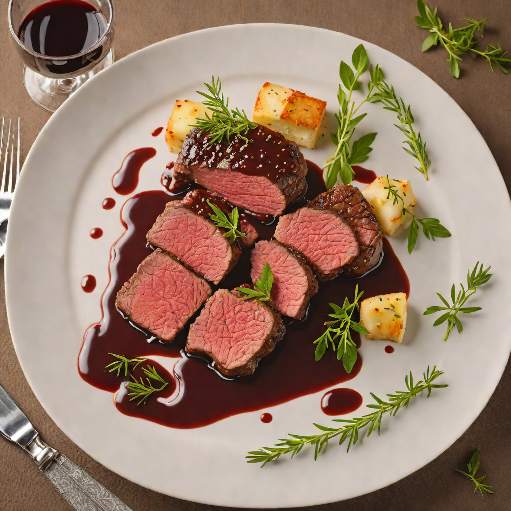 Herbed Venison Steak with Spiced Red Wine Reduction
