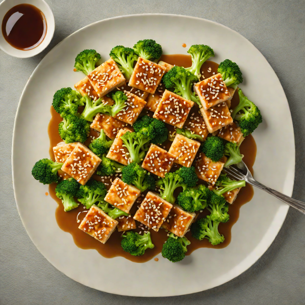 Pan-Fried Sesame Tofu with Broccoli and Ginger Sauce