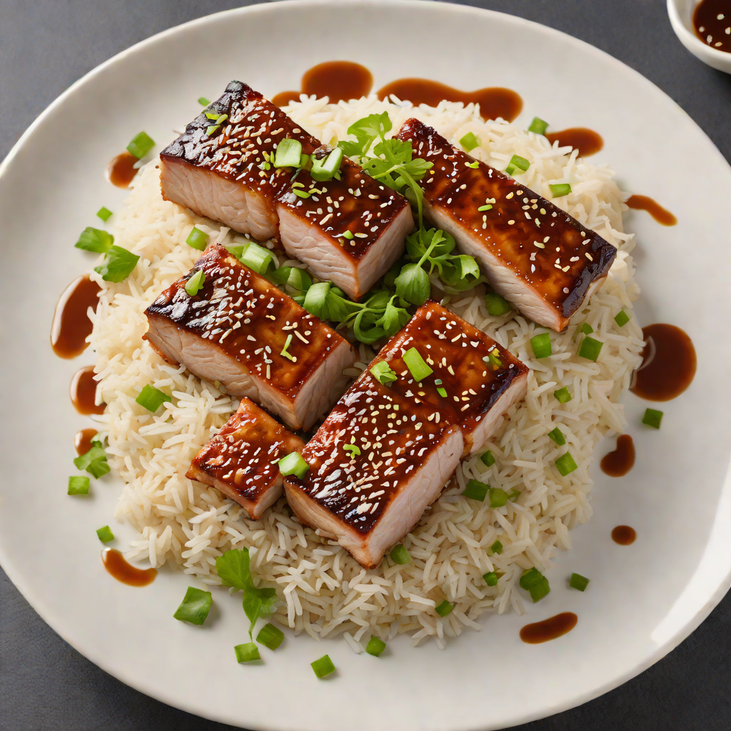 Pan-Fried Pork Belly with Ginger Soy Glaze and Scallion Rice