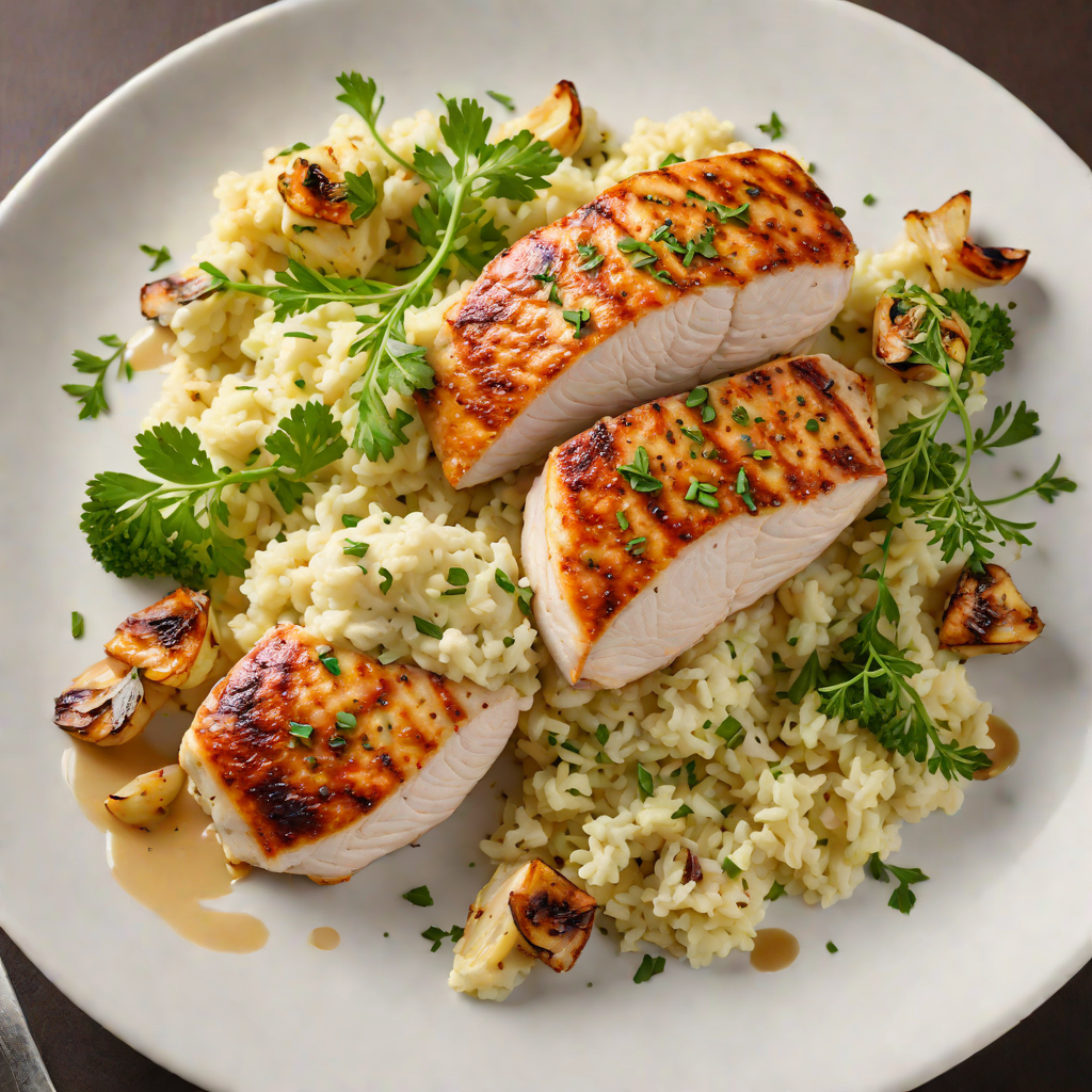 Pan-Seared Chicken Breast with Roasted Garlic and Cauliflower Mash