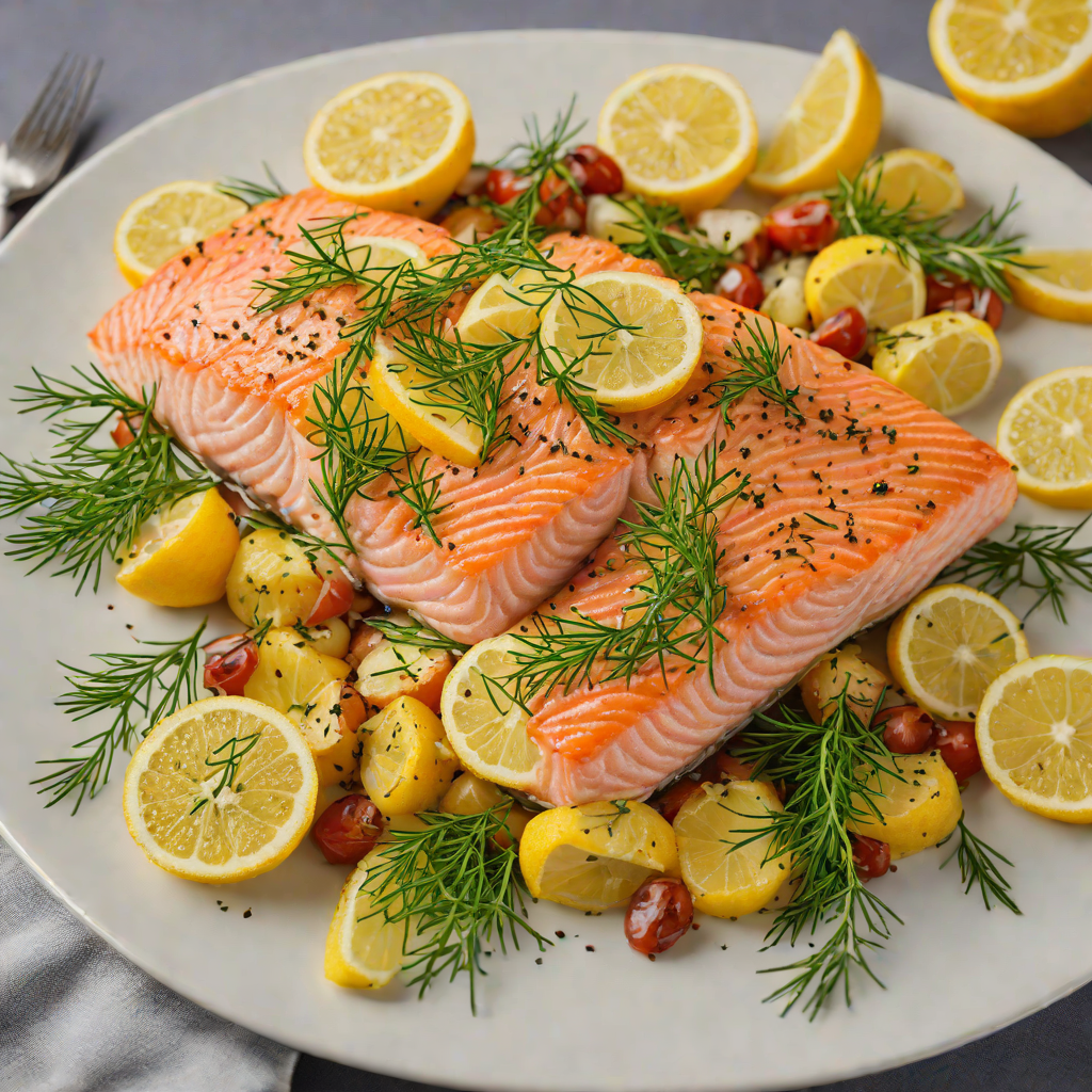 Oven-Roasted Mediterranean Salmon with Lemon and Dill