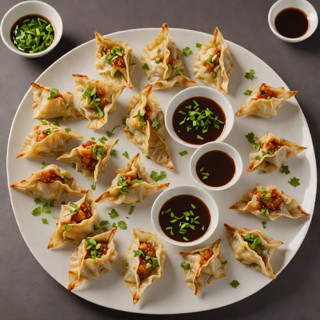 Pan-Fried Pork Dumplings with Scallion-Ginger Dipping Sauce