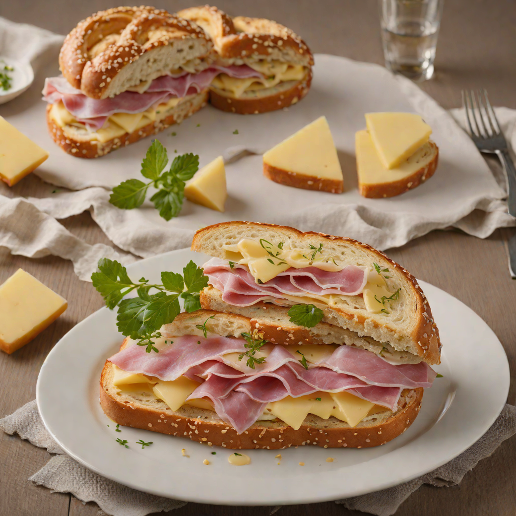 Berlin-Inspired Pretzel Sandwich with Smoked Ham and Emmental
