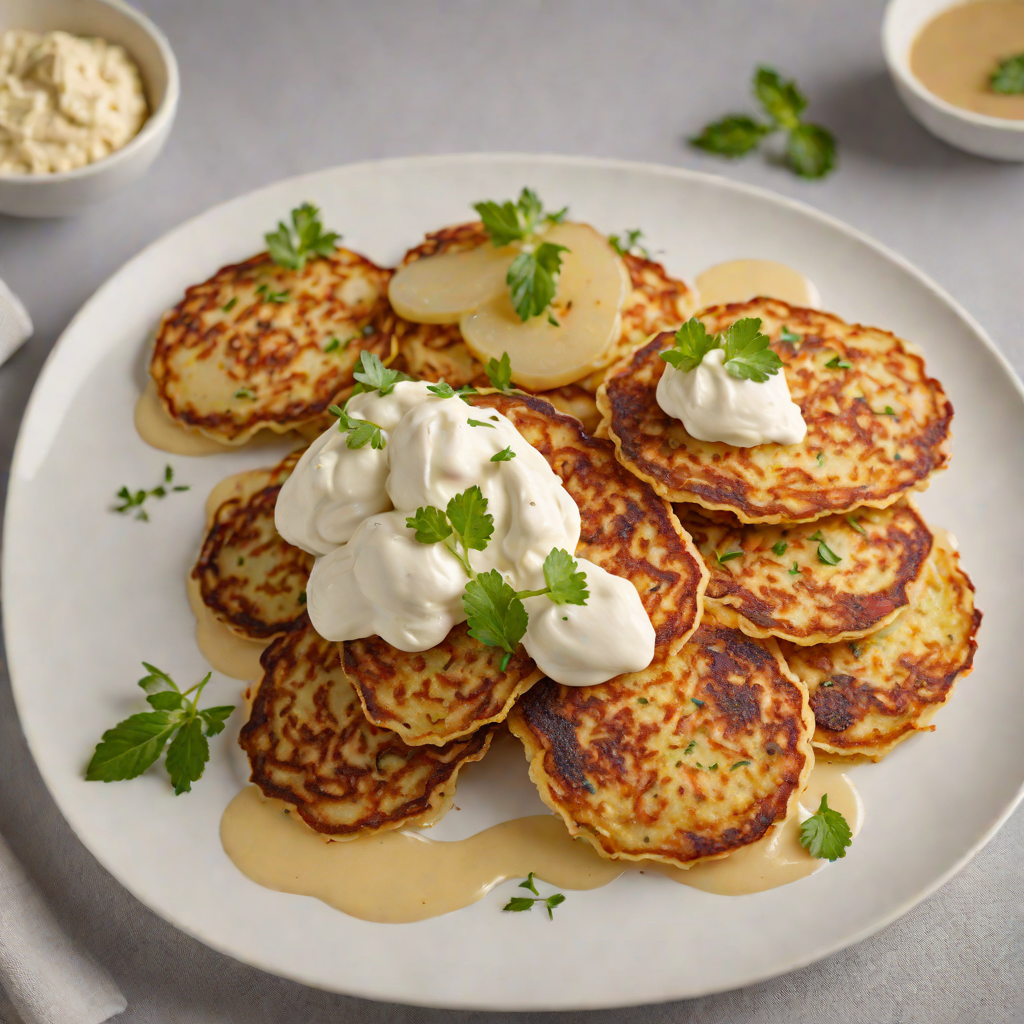 Berlin-Style Potato Pancakes with Applesauce and Sour Cream