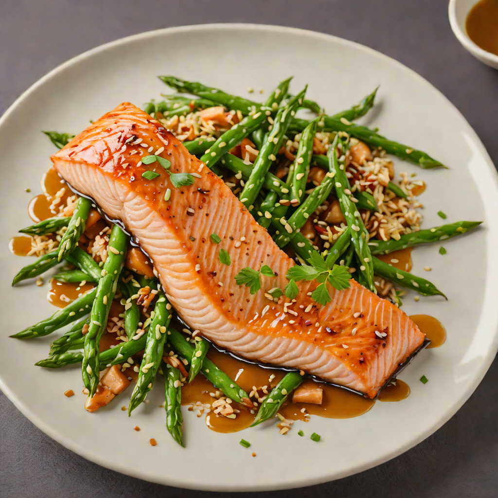 Pan-Seared Salmon with Miso Glaze and Sesame Green Beans