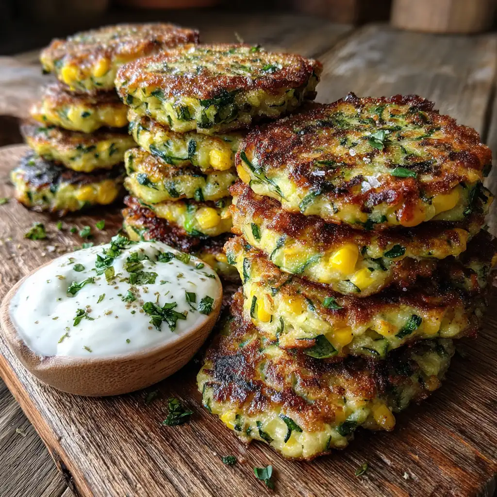 Zucchini Corn Fingers with Yogurt Dip