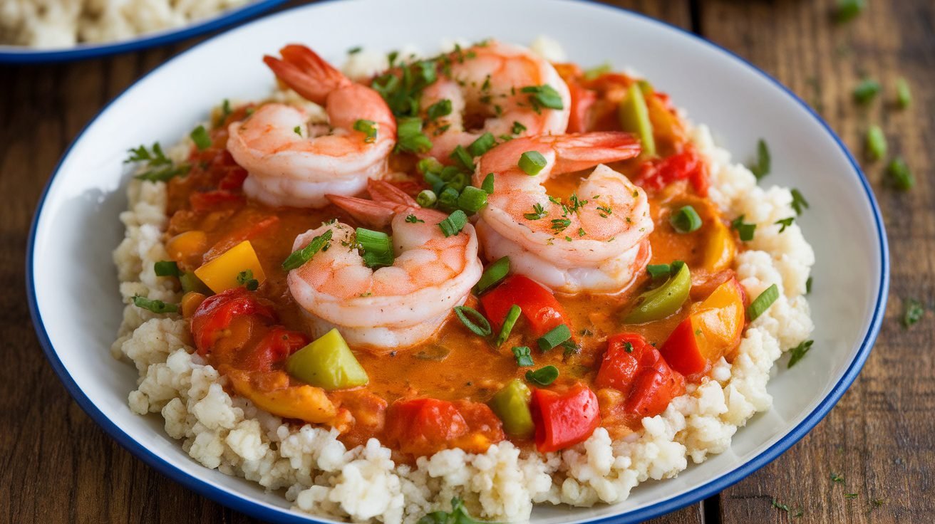 Whole30 Shrimp Étouffée with Bell Peppers and Cauliflower Rice