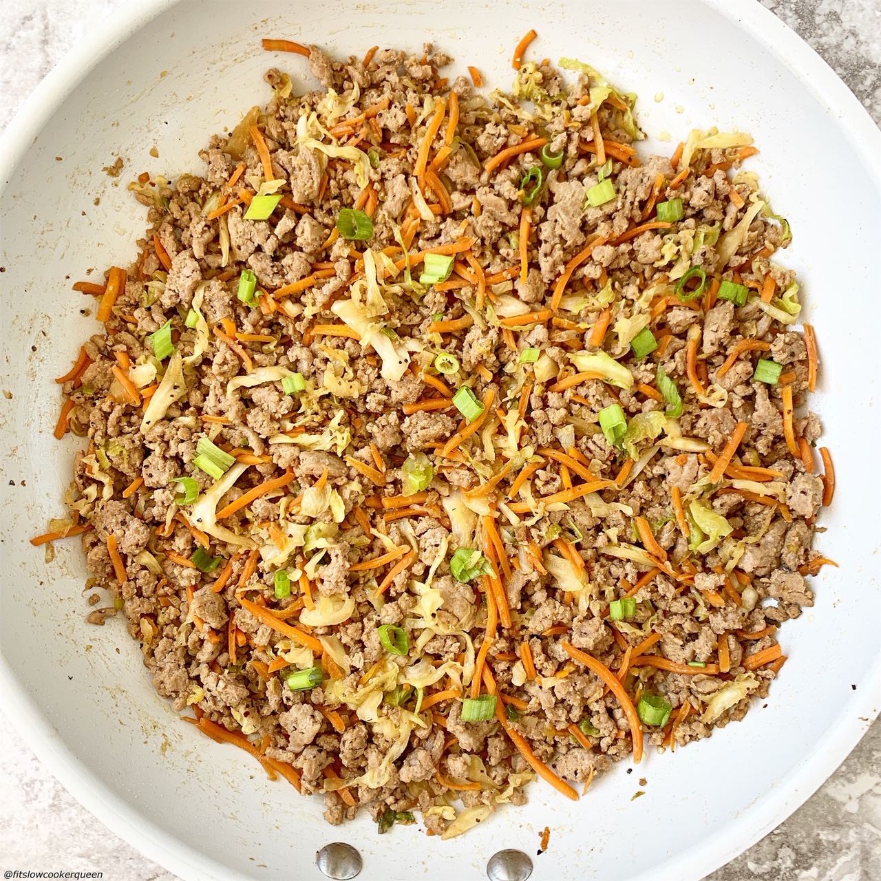 Pan-Fried Lumpia Bowl with Ground Pork and Vegetables