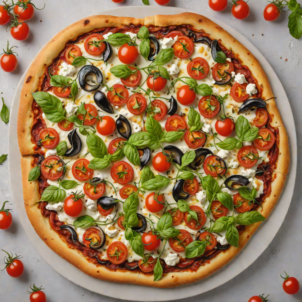 Catanese Eggplant and Ricotta Pizza with Fresh Cherry Tomatoes