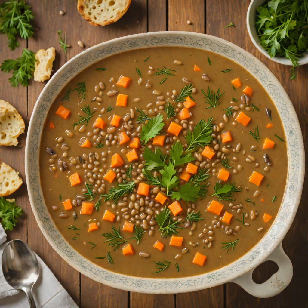 Slow-Simmered Greek Lentil Soup with Carrots and Dill