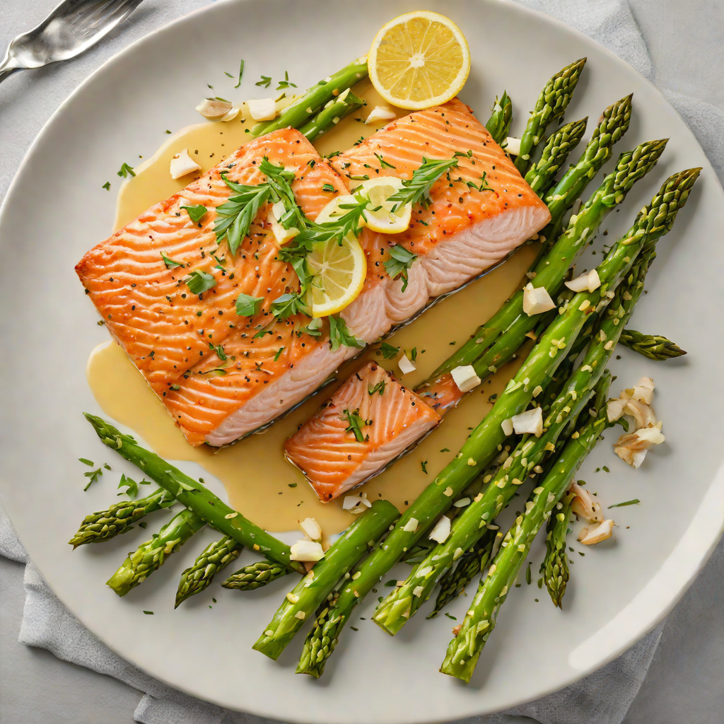 Half-Pan Roasted Salmon with Garlic Butter Asparagus