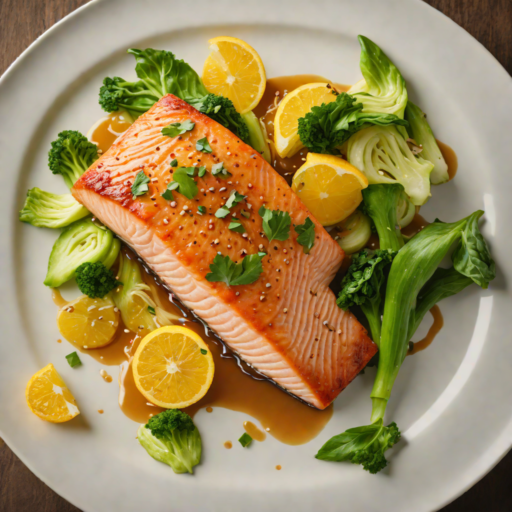Pan-Seared Salmon with Citrus Ginger Glaze and Bok Choy