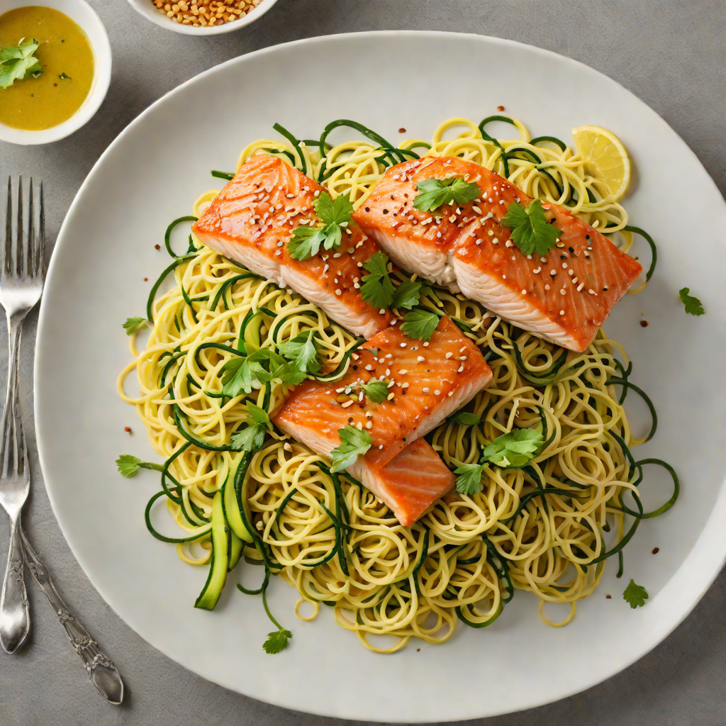 Pan-Seared Salmon with Ginger-Sesame Zucchini Noodles