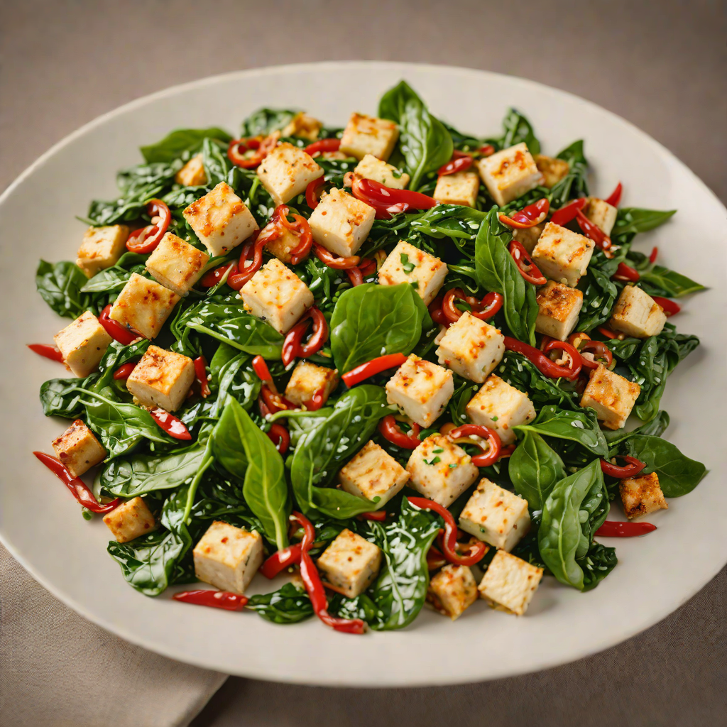Garlic and Chili Stir-Fry with Spinach and Tofu