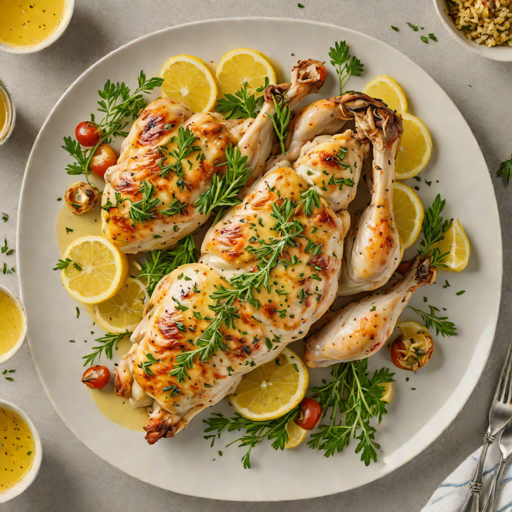 Baked Lemon-Thyme Chicken with Garlic Butter Sauce
