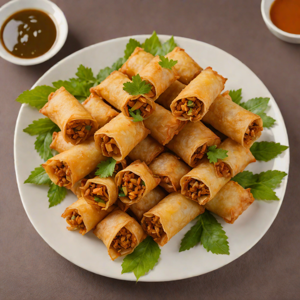 Deep-Fried Pork Lumpia with Carrot and Green Bean Filling